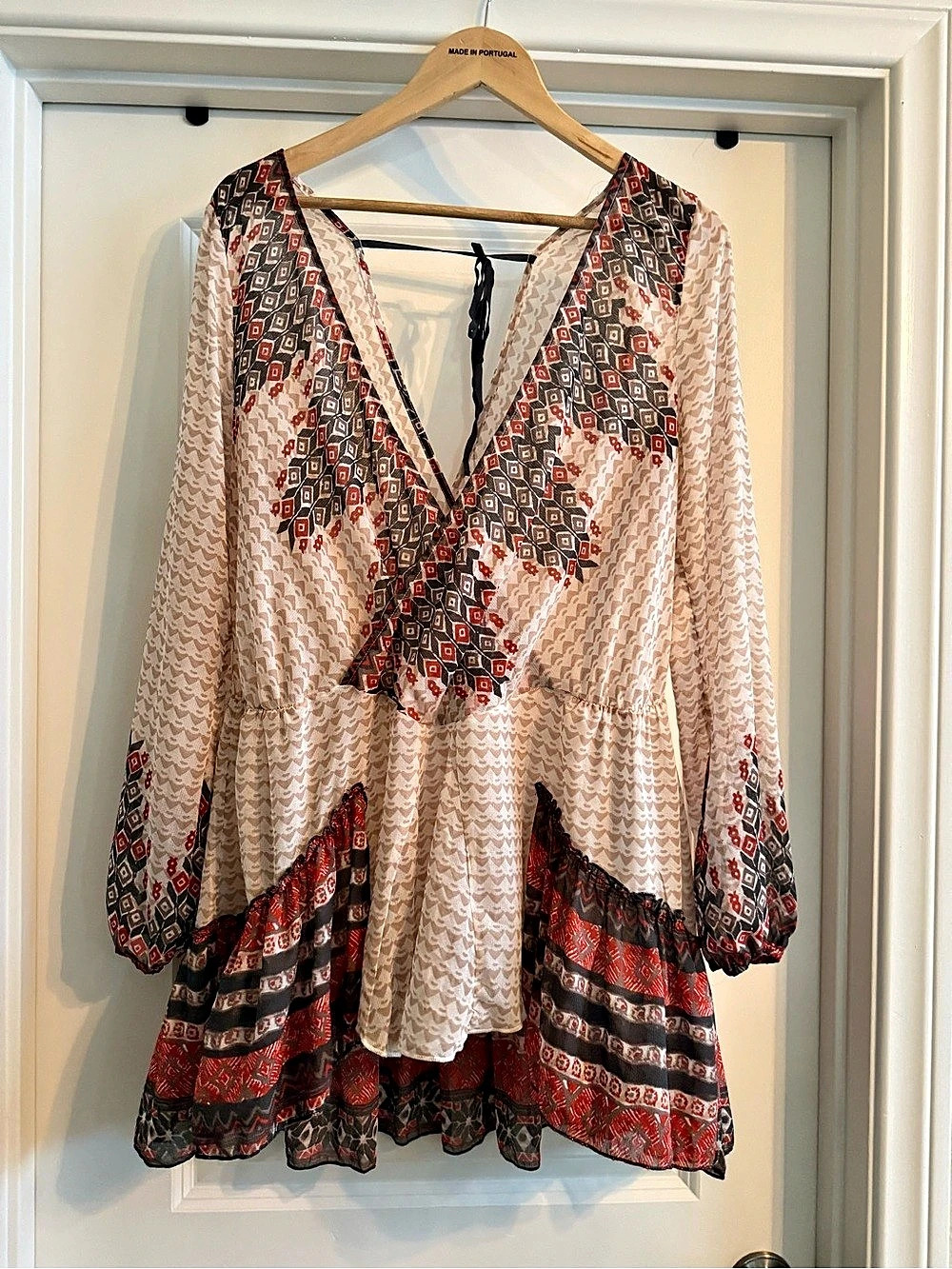 Free People Geometric Peasant Blouse/Tunic